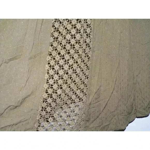 Free People The Best Blouse Button Top Crochet Open Back in Forest Green Boho - Picture 8 of 11